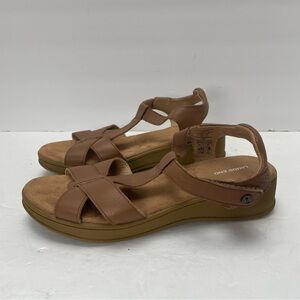 Lands' End Leather Comfort Casual Wedge Sandals Women’s 9.5